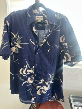 Cooke Street Navy Floral Short-Sleeve Button-Down Shirt